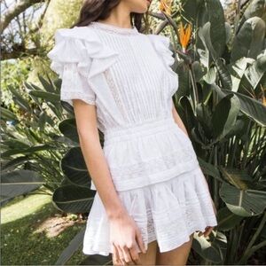 Maia Bergman Mery Mini Dress White Eyelet Size L